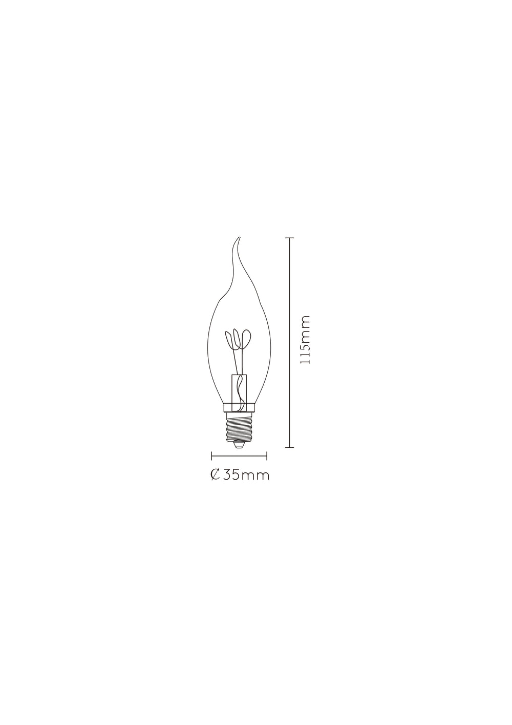 Lucide CT35 LED filament candle bulb E14 3W 2200K dimmable Amber glass 165 lumens IP20 vintage style