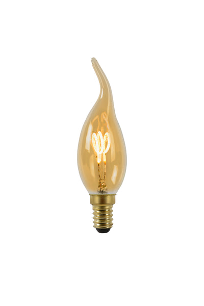 Lucide CT35 LED filament stearinlyspære E14 3W 2200K dæmpbar Ravfarvet glas 165 lumen IP20 vintage stil