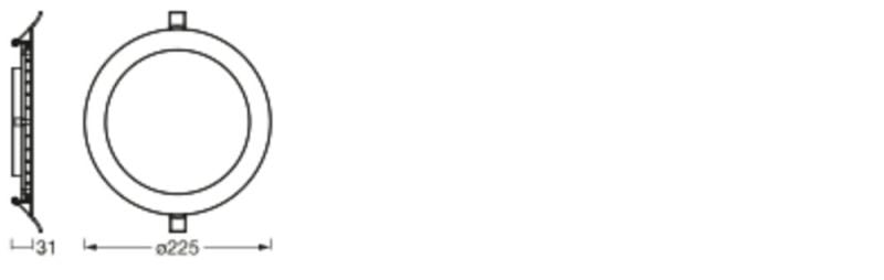 Slank LED Indbygningsspot Hvid 22W 6500K 2000 lumen 110° udskæring 200mm 225mm