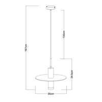 Lucide SELIN moderne hængelampe Ø35cm, 1xGU10, metal Sort og Gul Messing, justerbar højde, IP20