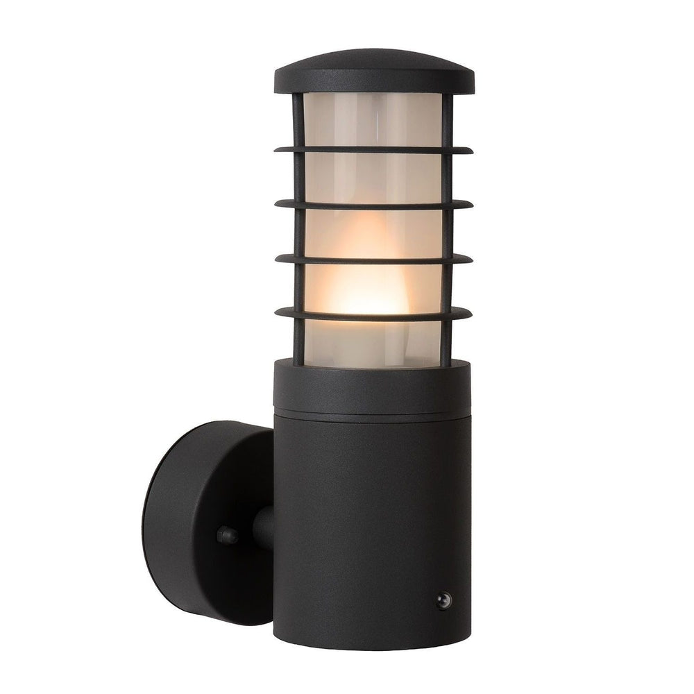 Lucide solid udendørs væglampe Ø9cm E27 IP54 antracit LED