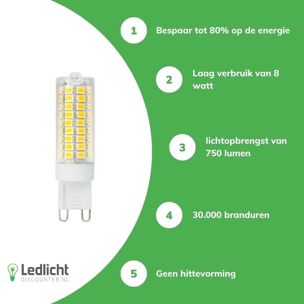 Spectrum LED G9 7W Varmt Hvidt Lys Pære: Energieffektiv Erstatning for 70W, 300K Ideel til Stemningsbelysning