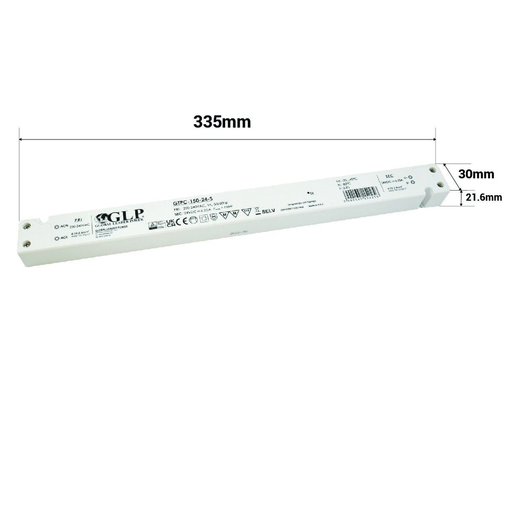 glp led strømforsyning 24v 150w slankt design ip20 6.25a