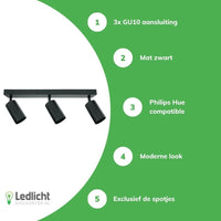 Spectrum LED loftspot Bardo 3x GU10 Sort IP20 aluminiums kabinet 230V indendørs belysning