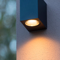 Lucide ZARO udendørs indendørs væglampe, 1xGU10, IP44 Sort aluminiums kvadratisk design, 220-240V, moderne stil