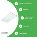lcb led panel 120x60cm 3000k 60w 7200 lumen inkl driver
