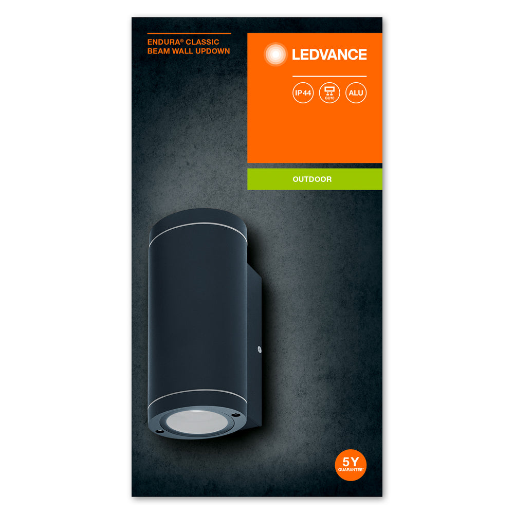 Ledvance ENDURA BEAM Væg UpDown Lampe GU10, 2x35W, IP44 Udendørs Overflademontering, Mørkegrå Aluminium