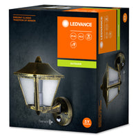 Ledvance ENDURA Classic Tradition Up Sensor Wall Light E27 Gold Black Outdoor IP44 Die-cast Aluminum