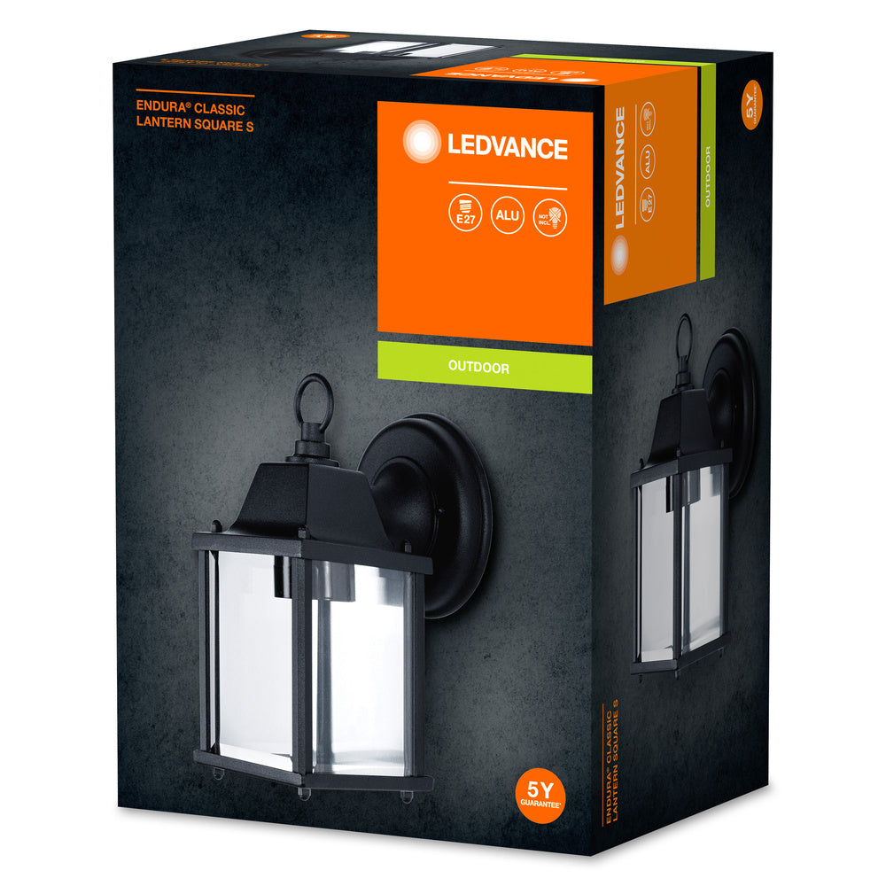 Ledvance ENDURA Classic Lantern Square S E27 outdoor wall light Black IP43 die-cast aluminum