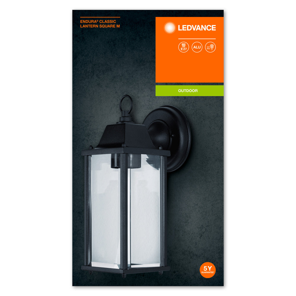 Ledvance ENDURA Classic Lantern Square E27 udendørs væglampe Sort IP43 påbygning 220-240V