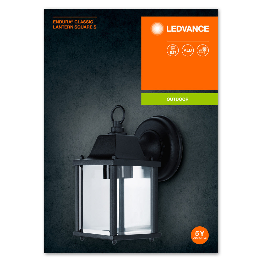 Ledvance ENDURA Classic Lantern Square S E27 outdoor wall light Black IP43 die-cast aluminum