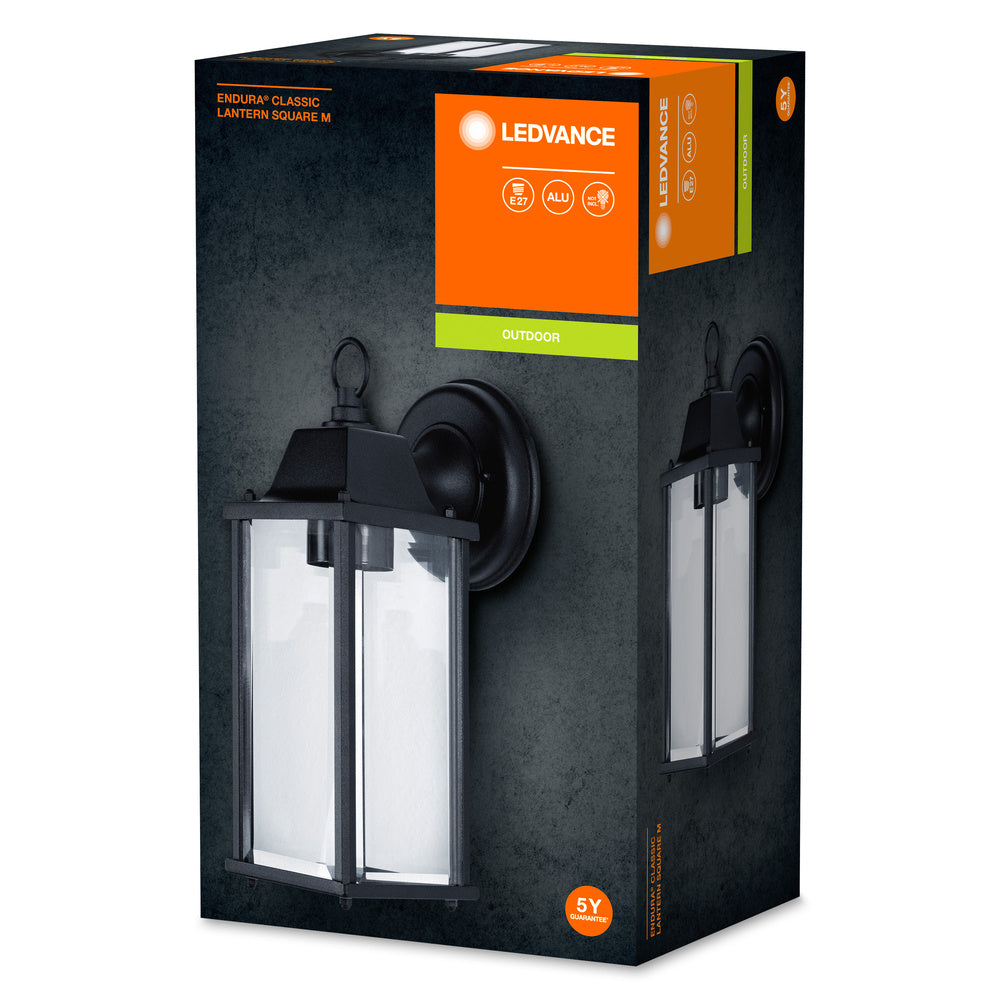 Ledvance ENDURA Classic Lantern Square E27 udendørs væglampe Sort IP43 påbygning 220-240V