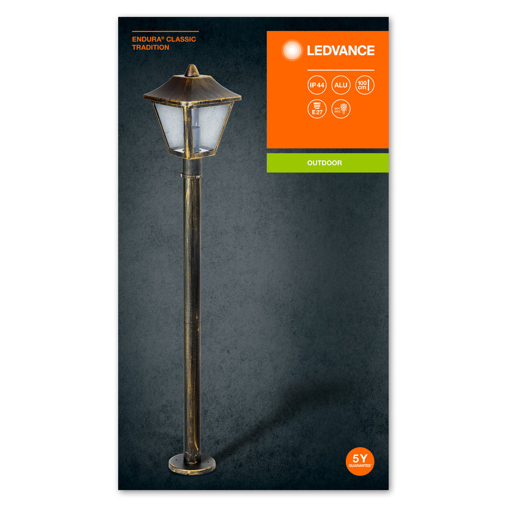 Ledvance ENDURA Classic Tradition udendørs gulvlanterne E27 Sort/Guld IP44 aluminium 1000mm