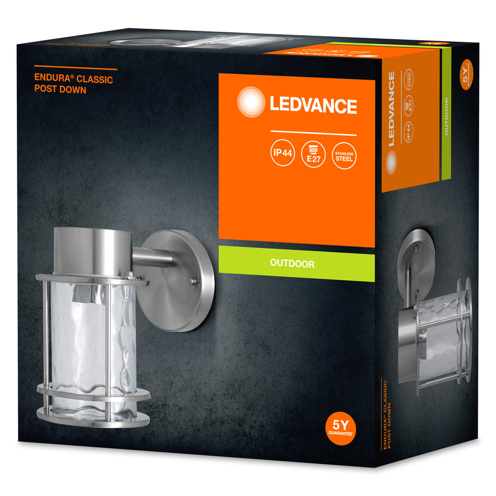 Ledvance ENDURA Classic Post Down E27 udendørs væglampe Rustfrit stål Glas IP44 220-240V 60W maks