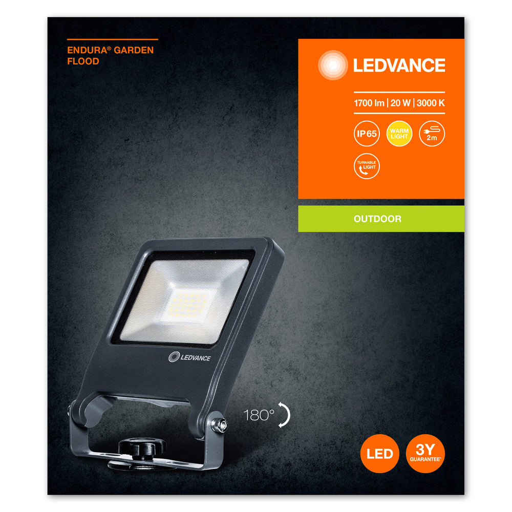 Ledvance ENDURA Garden Flood Spike LED Outdoor Light 20W 3000K 1700 lumens IP65 Dark Gray