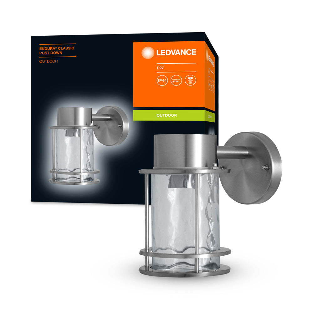 Ledvance ENDURA Classic Post Down E27 udendørs væglampe Rustfrit stål Glas IP44 220-240V 60W maks