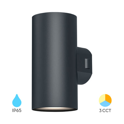 Braytron udendørs LED-væglampe 2x9W IP65 3IN1 1780 lumen grå