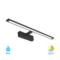 Braytron 12W LED spejllampe, 900 lumen, 3-i-1 CCT, IP44, sort aluminium, 600 mm længde