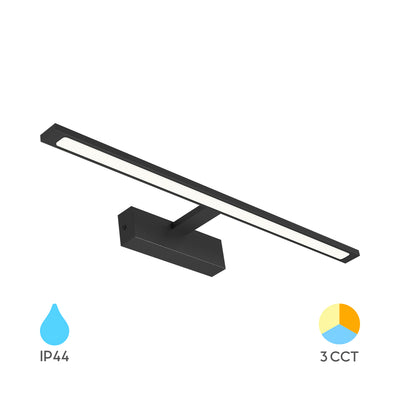 Braytron 12W LED mirror light, IP44, 900 lumens, 3IN1 color temperature, black, 600 mm length, 220-240V