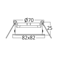 Braytron GU10 indbygget LED spotlys firkantet 82x82mm Sort aluminium IP20 35W maks udskæring 70mm