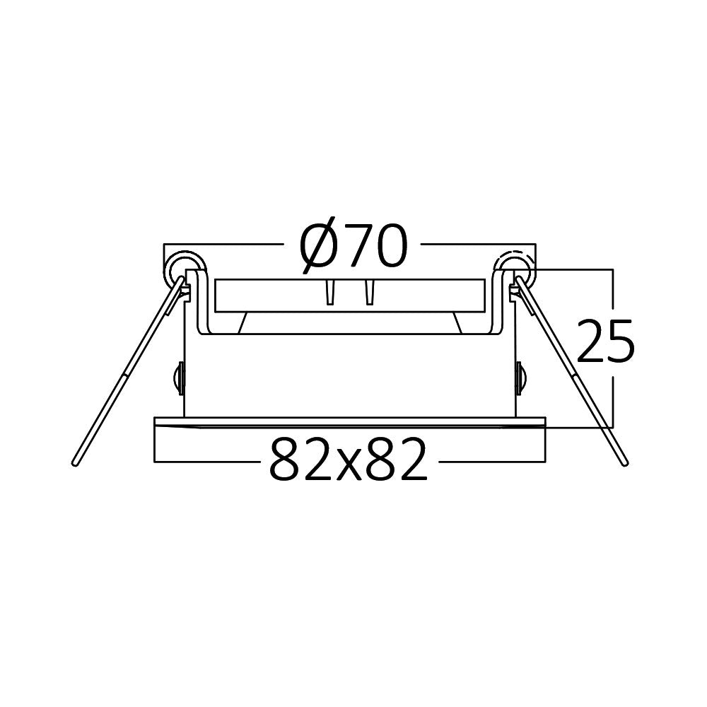 Braytron GU10 indbygget LED spotlys firkantet 82x82mm Sort aluminium IP20 35W maks udskæring 70mm