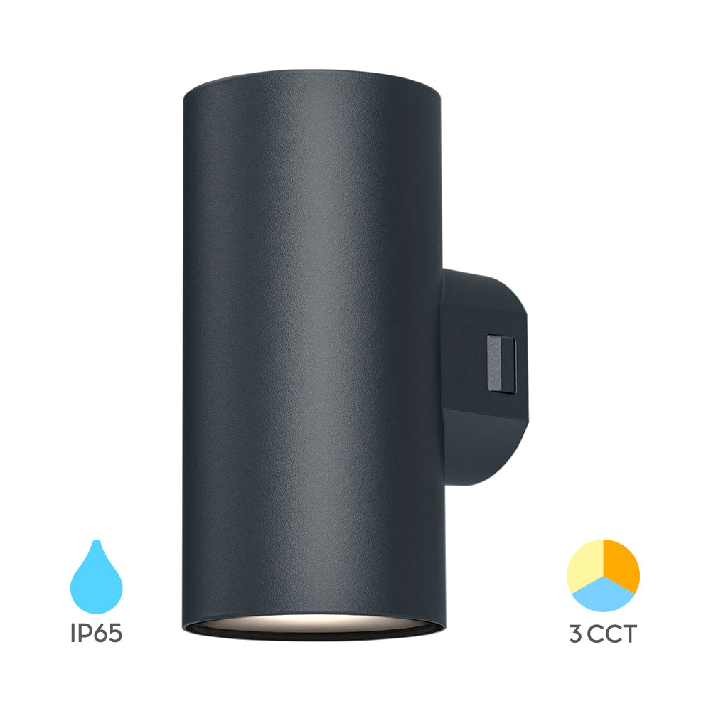 Braytron LED væglampe 2x9W 3-i-1 CCT 1780 lumen Grå IP65 IK08 udendørs belysning