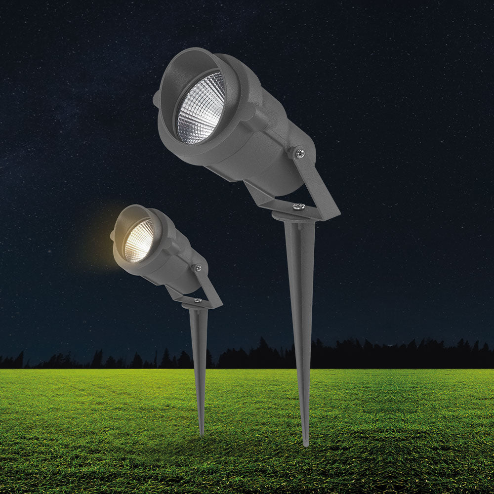 Braytron 9W udendørs spydlys, IP65, LED, amber, 60° strålevinkel, aluminiumslegeme