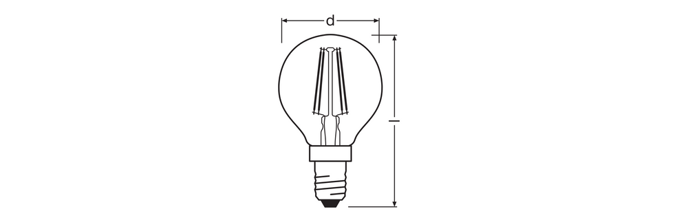 Classic LED E14 filament bulb clear 4W 470 lumens 2700K very warm white replaces 40W