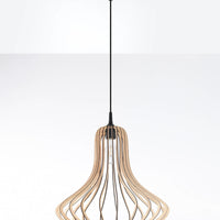 Sollux lighting LED pendant lamp ELZA with E27 fitting, warm wood finish
