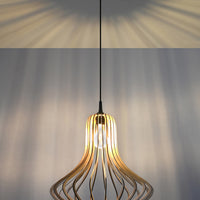 Sollux lighting LED pendant lamp ELZA with E27 fitting, warm wood finish