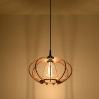 Led hanglamp hout mandelino e27 socket, 115mm height, 13mm width, mat goud aluminum