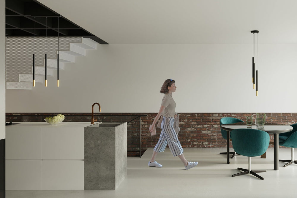 Sollux LED pendant lamp with black and gold finish, 104mm, IP20, 220-240V