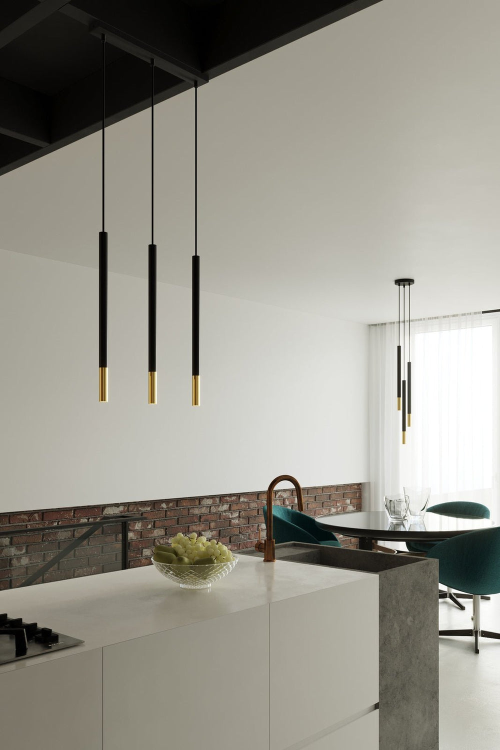 Sollux Lighting LED pendant lamp black gold 3 x G9 fitting
