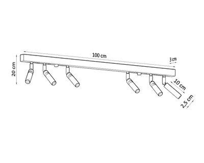 LED plafondspot zwart EYETECH with 6 x G9 sockets by Sollux Lighting