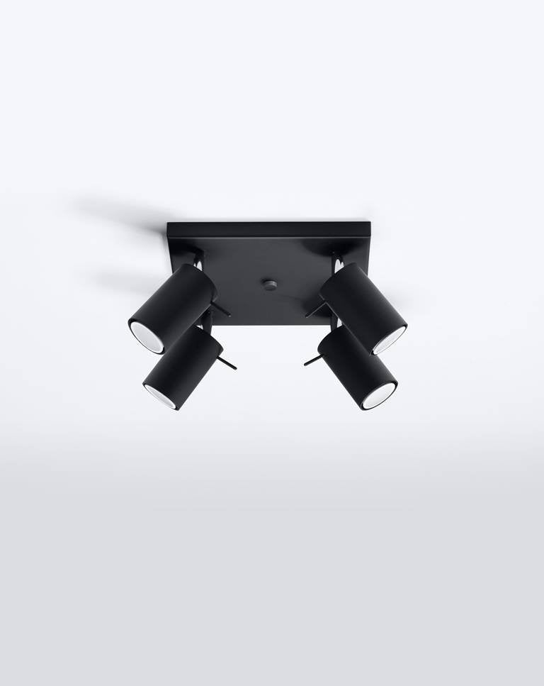 Led plafondspot zwart ring - adjustable 4x gu10 sockets for home lighting
