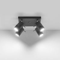 Led plafondspot zwart ring - adjustable 4x gu10 sockets for home lighting