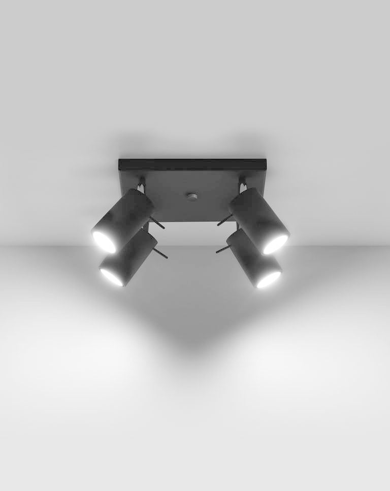 Led plafondspot zwart ring - adjustable 4x gu10 sockets for home lighting