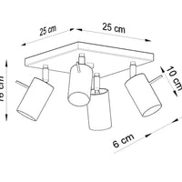 Sollux lighting LED plafondspot with 4 x GU10 sockets, IP20, 220-240V, 80 CRI