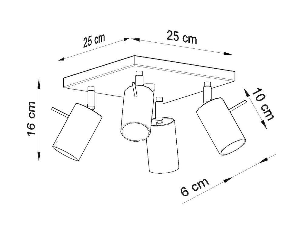 Sollux lighting LED plafondspot with 4 x GU10 sockets, IP20, 220-240V, 80 CRI