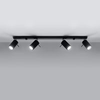 LED plafondspot zwart ring - 4 x GU10 aansluiting by Sollux Lighting