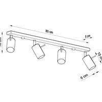 LED plafondspot zwart ring - 4 x GU10 aansluiting by Sollux Lighting