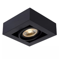 Lucide ZEFIX LED loftspot, dim to warm, GU10 12W 2200K-3000K, justerbar, firkantet, Sort, IP20