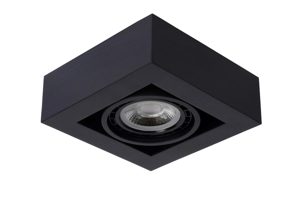 Lucide ZEFIX LED loftspot, dim to warm, GU10 12W 2200K-3000K, justerbar, firkantet, Sort, IP20