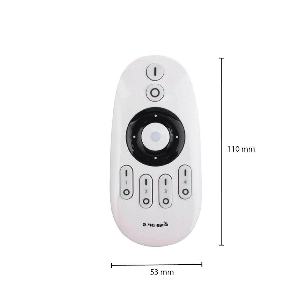 LED strip fjernbetjening hvid, 4 grupper RF 2.4GHz, enkeltfarve, kompatibel med 12V-24V LED strimler