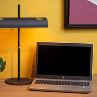 Lucide Glendale bordlampe, 2xE27 fatning, LED kompatibel, Sort med mat guld detaljer, IP20, CE RoHS