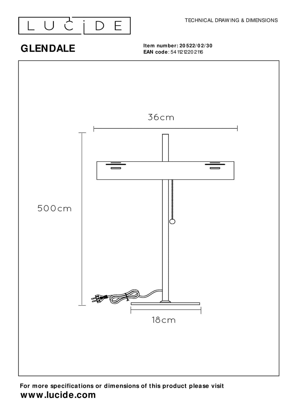 Lucide Glendale bordlampe 2xE27 sort LED 220-240V AC