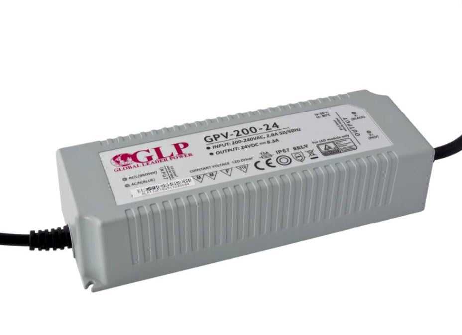 glp led strømforsyningsadapter 24v 200w 8.3a ip67 vandtæt til udendørs brug