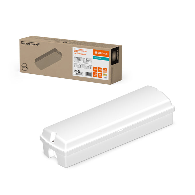 LED Væglampe Kompakt Hvid 8W 830 3000K 840 lumen IP65 356x115mm