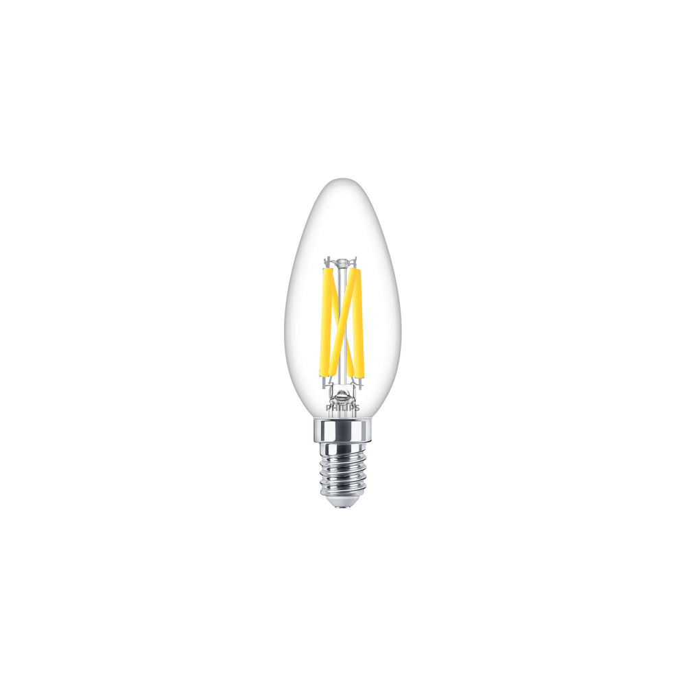 Philips LED stearinlys 3.4W E14 B35 Klar Warm Glow 2200-2700K dæmpbar 470 lumen 90CRI glaspære