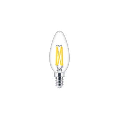 Philips LED Candle 3.4W E14 B35 Clear Warm Glow 2200-2700K dimmable 470 lumens 90CRI glass bulb